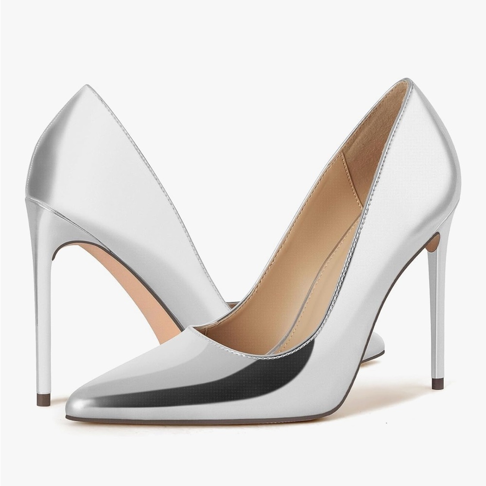 Trendy Silver Chrome Stiletto Heels - Brand new!  Size 9